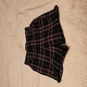 Hot Topic, purple and black plaid shorts,  size small